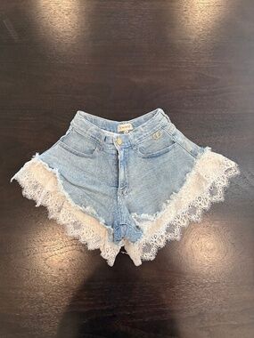 Girls Twinset Denim Lace Short